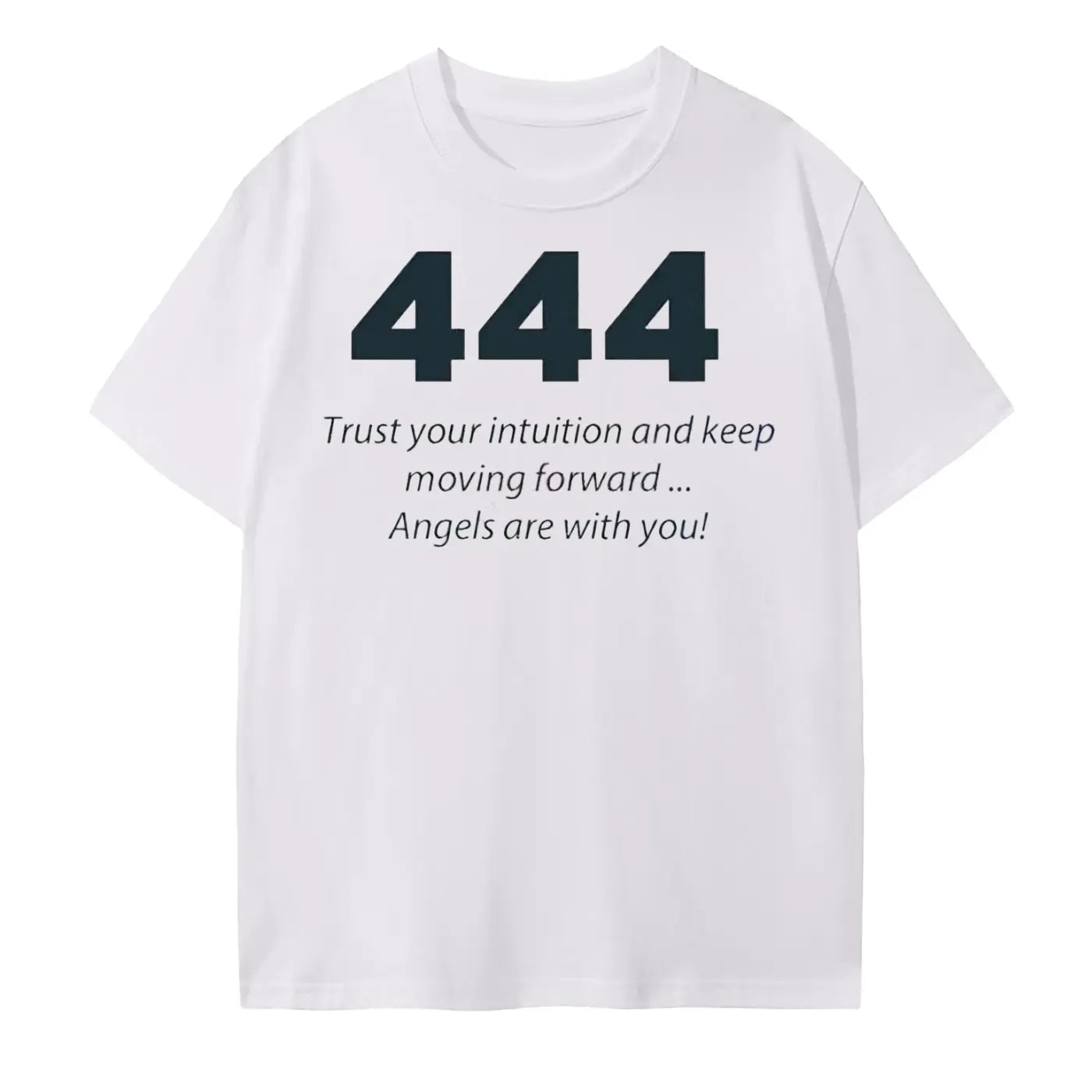 444 Angel number Cotton T-Shirt: "444 Angel Number cotton t-shirt in white - stability and foundation spiritual apparel"