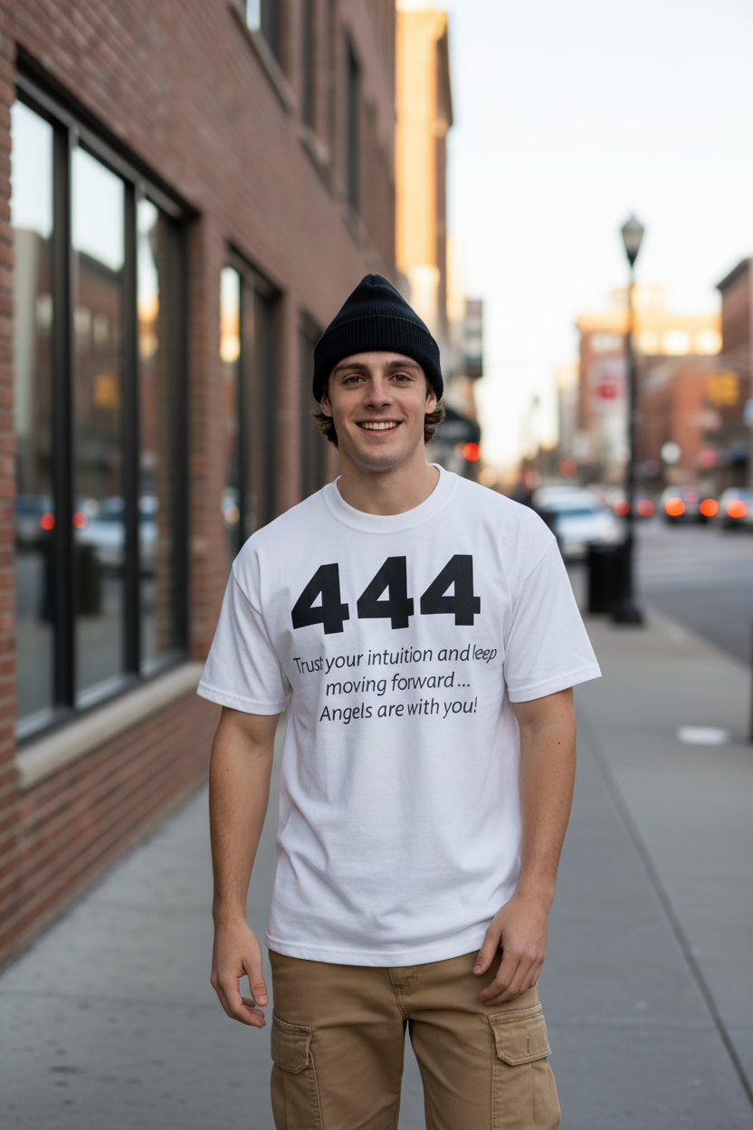 444 Tee - Male Model Beanie Urban