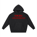 Essential Oversized Boxy Fit Fleece Hoodie: "Oversized boxy fit fleece hoodie in black and gray - premium spiritual 777 streetwear layering piece"
