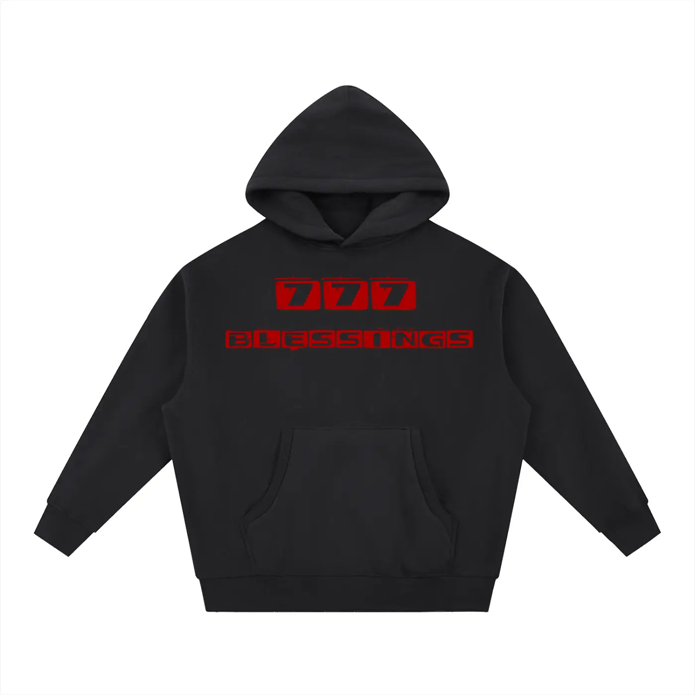 Essential Oversized Boxy Fit Fleece Hoodie: "Oversized boxy fit fleece hoodie in black and gray - premium spiritual 777 streetwear layering piece"