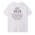 10:10 angel number T-Shirt: "10:10 Angel Number t-shirt in white - new beginnings spiritual apparel"