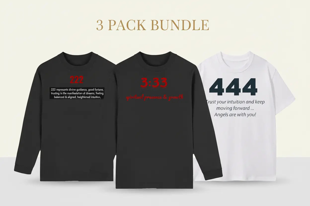 Angel Number Starter Pack: "Angel Number Starter Pack bundle - 222, 333, and 444 t-shirts spiritual gift set"